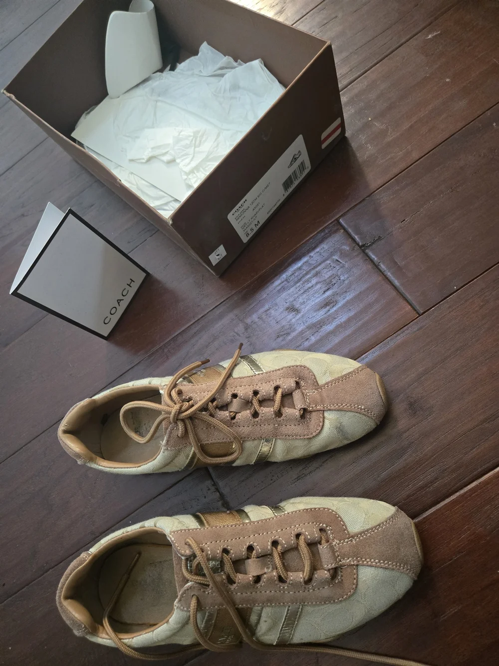 Coach Women's Sneakers in Tan and Cream